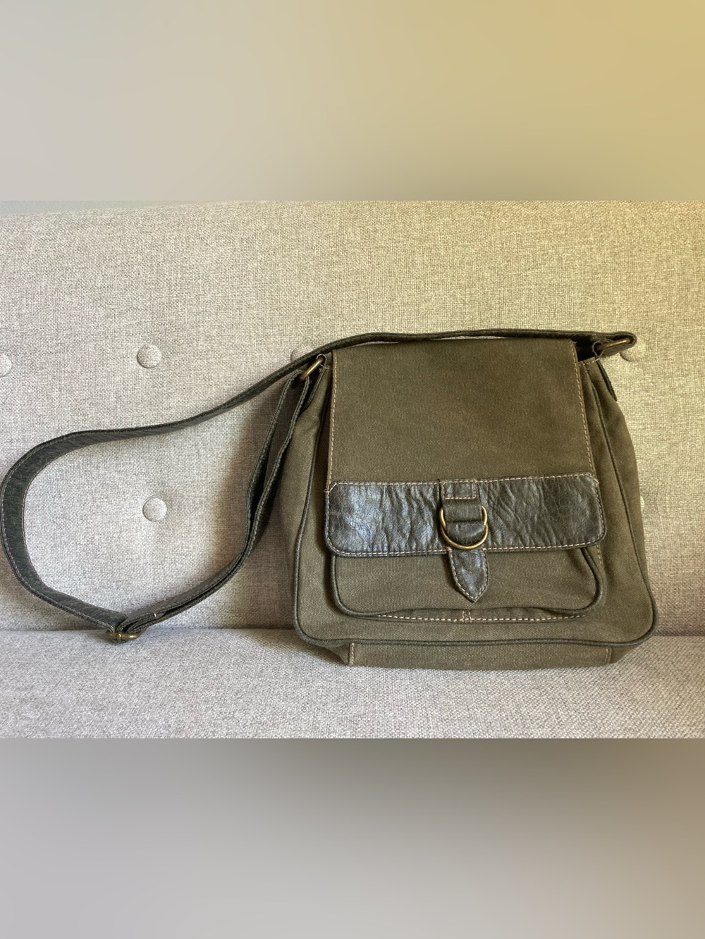 Sonoma brand olive green messenger style bag